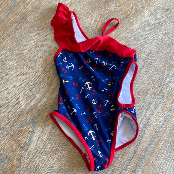 Jantzen Other - Jantzen girls anchor cut out swimsuit sz 4 blue red